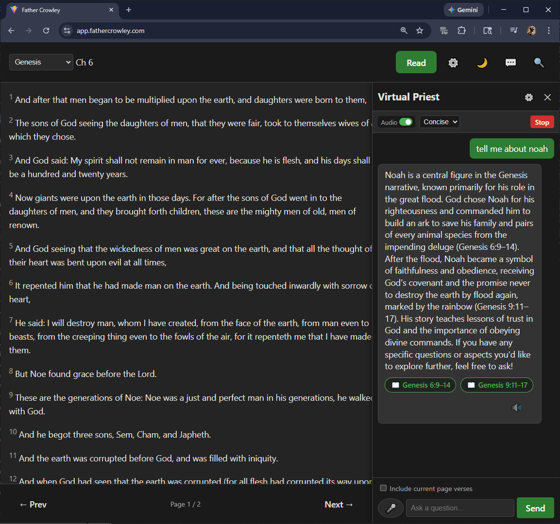 FatherCrowley App Interface